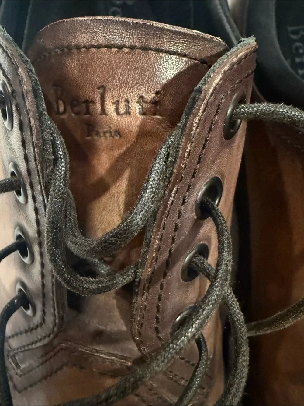 Berluti Paris Men’s Patinated Leather Derby Lace Up Shoes